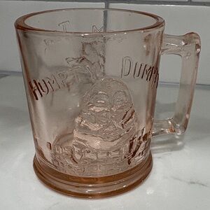 Vintage Pink Depression Glass Tom Tom & Humpty Dumpty‎ Mug Federal 1930s